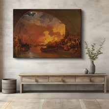 TosbArt Philip James De Loutherbourg Büyük Yangın Şehir Manzarası Kanvas Tablo Ressam Tablosu