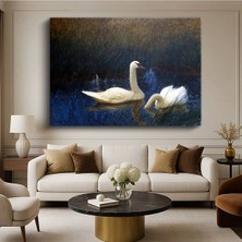 TosbArt Bruno Liljefors Swans Kuğular Doğa Resmi Kanvas Tablo Sanat Tablosu Ressam Tablosu