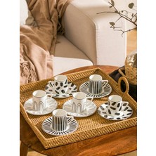 LC Waikiki Siyah 6 Kişilik Baskılı Porselen Kahve Fincan Takımı 90 ml  (S6)
