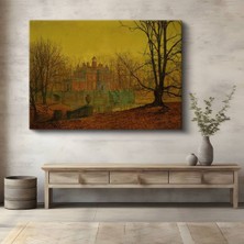TosbArt John Atkinson Grimshaw Sonbahar Akşam Malikâne Manzarası Kanvas Tablo Ressam Tablosu