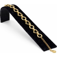 Pangu Kalp Halka Detaylı Altın Renk Çelik Bileklik