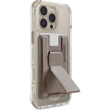iPhone Uyumlu 16 Pro Kılıf Skinarma Şeffaf M-Safe Şarj Özellikli Prime Edition Kado Kartlıklı Saido Kapak-Bej