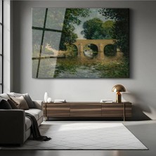 TosbArt Claude Monet Nehir Üzerinde Köprü Resmi Temperli Cam Tablo Sanat Tablosu Dekoratif Tablo