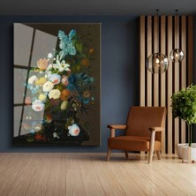 TosbArt Jan Davidsz De Heem Bahar Çiçekleri Natürmort Temperli Cam Tablo Sanat Tablosu Dekoratif Tablo
