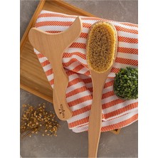 Feyza Design Doğal ve Vegan Banyo ile Sırt Fırçası ve Ahşap Masaj Aleti Seti