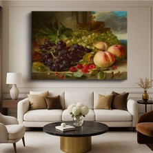 TosbArt Emilie Preyer Üzüm Şeftali Meyve Natürmortu Kanvas Tablo Sanat Tablosu Ressam Tablosu