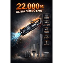Kılıforyum 22.000 Pa Kablosuz Mini El Süpürgesi | Çekme & Üfleme USB Şarjlı, Çok Amaçlı Başlıklı