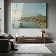 TosbArt Antonio Joli Napoli Körfezi Deniz Manzarası Temperli Cam Tablo Sanat Tablosu Dekoratif Tablo