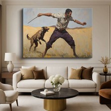 TosbArt Nicola Samori Çoban Köpek Kırsal Hayat Resmi Kanvas Tablo Sanat Tablosu Ressam Tablosu
