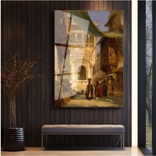 TosbArt David Roberts Kahire Tarihi Sokağı Temperli Cam Tablo Sanat Tablosu Dekoratif Tablo
