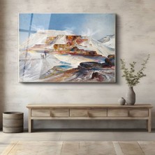 TosbArt Thomas Moran Yellowstone Termal Kaynakları Doğa Temperli Cam Tablo Sanat Tablosu Dekoratif Tablo