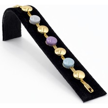 Pangu Renkli Yuvarlak Taş Detaylı Çelik Bileklik