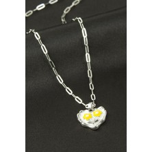 Osense Kalp Çiçek Mineli Kolye