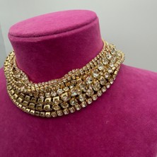 Mare Accessories Zirkon Taşlı Çok Sıralı Gösterişli Choker Kolye