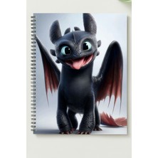 Black-One Siyah Ejder A5 Metal Spiralli Çizgisiz Kalın Bristol Kapak Siyah Ejder Defter