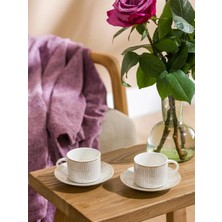 LC Waikiki Bej Baskılı 2 Kişilik Porselen Kahve Fincan Takımı 110 ml  (S6)