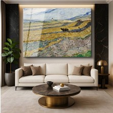TosbArt Vincent Van Gogh Saban Süren Çiftçi Tarım Resmi Temperli Cam Tablo Sanat Tablosu Dekoratif Tablo