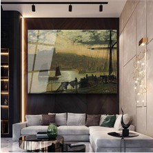 TosbArt John Atkinson Grimshaw Whitby Limanı Deniz Manzarası Temperli Cam Tablo Sanat Tablosu