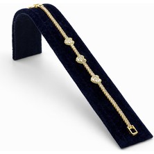 Pangu Üç Kalp Detaylı Zirkon Taşlı Su Yolu Çelik Bileklik