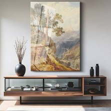 TosbArt J.m.w. Turner Dağ Vadisi Panorama Manzarası Temperli Cam Tablo Sanat Tablosu Dekoratif Tablo