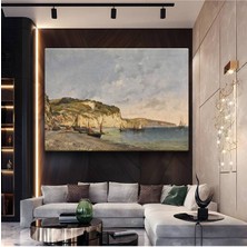 TosbArt Eugène Boudin Normandiya Sahili Deniz Manzarası Kanvas Tablo Sanat Tablosu Ressam Tablosu