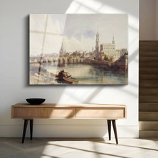 TosbArt J.m.w. Turner Dresden Tarihi Şehir Manzarası Temperli Cam Tablo Sanat Tablosu Dekoratif Tablo