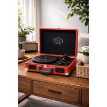 Allians Kırmızı Plak Çalar T317B, Bluetooth, Şarjlı, Aux, Metal Iğne, 2 Yıl Garantili