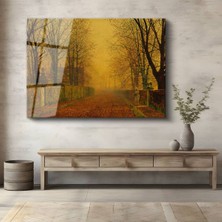 TosbArt John Atkinson Grimshaw Sonbahar Yolu Renk Manzarası Temperli Cam Tablo Sanat Tablosu Dekoratif Tablo