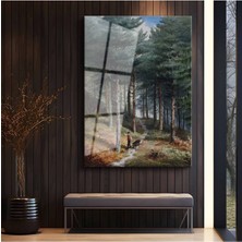 TosbArt Ivan Shishkin Çam Ormanı Yürüyüş Yolu Temperli Cam Tablo Sanat Tablosu Dekoratif Tablo