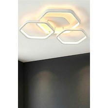 Ece Aydınlatma Enzo Beyaz Kasa 3 Renk Işıklı Modern LED Avize ( Kumandasız)