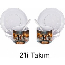 Bade Sevgililer Gününe Özel 2li Kaşıklı Fincan Seti