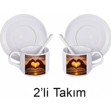 Bade Sevgililer Gününe Özel 2li Kaşıklı Fincan Seti