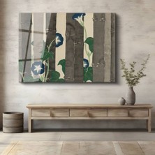 TosbArt Ogata Korin Bambu Sabah Sefası Çiçekleri Temperli Cam Tablo Sanat Tablosu Dekoratif Tablo
