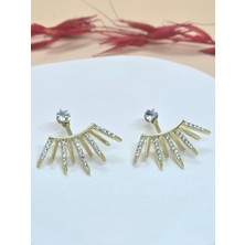 Zirkon Taşlı Şık Gold Küpe