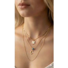 Elora Veyn Kadın Gold Harmony Kombin Üçlü Ç Harfli Kolye