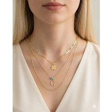 Elora Veyn Kadın Gold Harmony Kombin Üçlü G Harfli Kolye