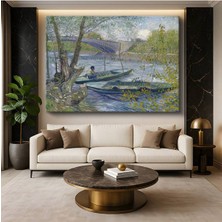 TosbArt Vincent Van Gogh Seine Nehri Balıkçı Tekneleri Su Resmi Kanvas Tablo Ressam Tablosu