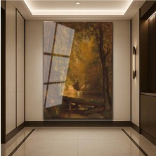 TosbArt Thomas Moran Sonbahar Orman Renkleri Temperli Cam Tablo Sanat Tablosu Dekoratif Tablo