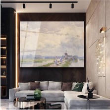 TosbArt Willem Maris Hollanda Kırsal Doğa Manzarası Temperli Cam Tablo Sanat Tablosu Dekoratif Tablo