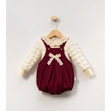 Minicayzen Bella Lace Romper Bordo Fisto Yakalı Kız Bebek Salopet