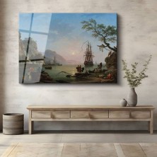 TosbArt Claude-Joseph Vernet Sakin Liman Günbatımı Manzarası Temperli Cam Tablo Sanat Tablosu