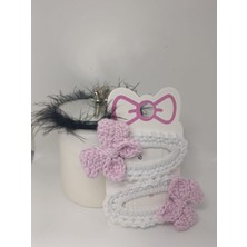 Elaa Aksesuar El Yapımı Çiçekli Fiyonk Çıtçıtlı Örgü Toka