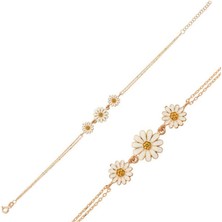 Inure Jewelry ​gümüş Rose Üçlü Papatya Bileklik