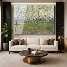 TosbArt Vincent Van Gogh Çiçek Açan Meyve Bahçesi Bahar Manzarası Temperli Cam Tablo Sanat Tablosu