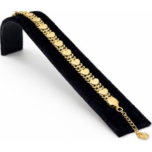 Pangu Kalp Plakalı Altın Renk Çelik Bileklik