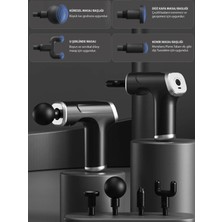 Feyza Design Taşınabilir Mini Masaj Tabancası, 4 Başlıklı, 6 Modlu, Hafif ve Pratik