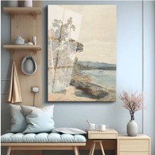 TosbArt J.m.w. Turner Nehir Kenarı Sakin Manzara Temperli Cam Tablo Sanat Tablosu Dekoratif Tablo