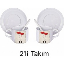 Bade Sevgililer Gününe Özel 2li Kaşıklı Fincan Seti