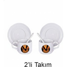 Bade Sevgililer Gününe Özel 2li Kaşıklı Fincan Seti