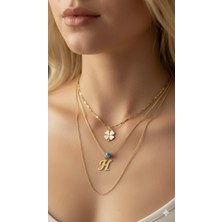 Elora Veyn Kadın Gold Harmony Kombin Üçlü H Harfli Kolye